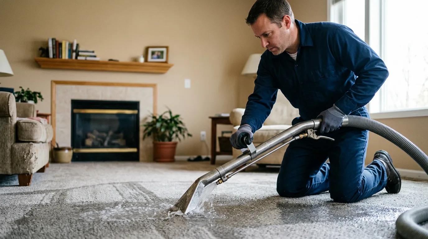 Water damage restoration technician working near Grandy, NC